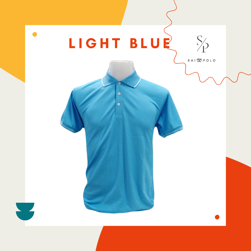 เสื้อโปโล ผู้ชายไม่มีโลโก้ สีฟ้าน้ำทะเล เนื้อผ้า UV TECH ผ้านิ่ม ใส่สบาย ผ้าไม่เป็นขุย ยับยาก รีดง่าย BY SAI POLO