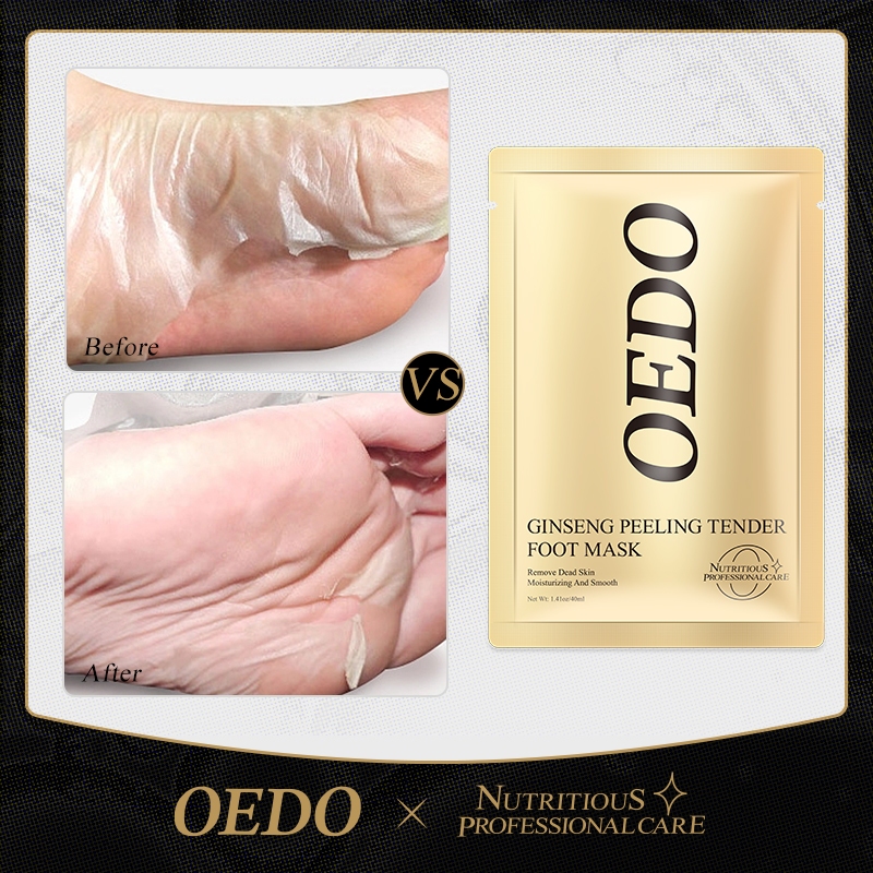 OEDO มาส์กขัดผิวเท้า ลอกออกมาส์กเท้า ขจัดผิวที่ตายแล้วรอบเท้า ค่อยๆลอกเท้าแคลลัสออก แผ่นมาสก์เท้า ขจัดเซลล์ผิวที่ตายเเล้ว Foot Peel Mask 1 ซอง